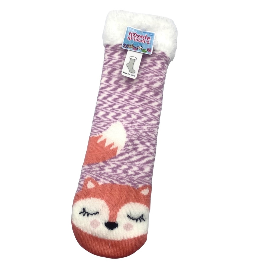 Fox Cozy Kookie Kritters Slipper Toddler Girl’s Socks 4-10